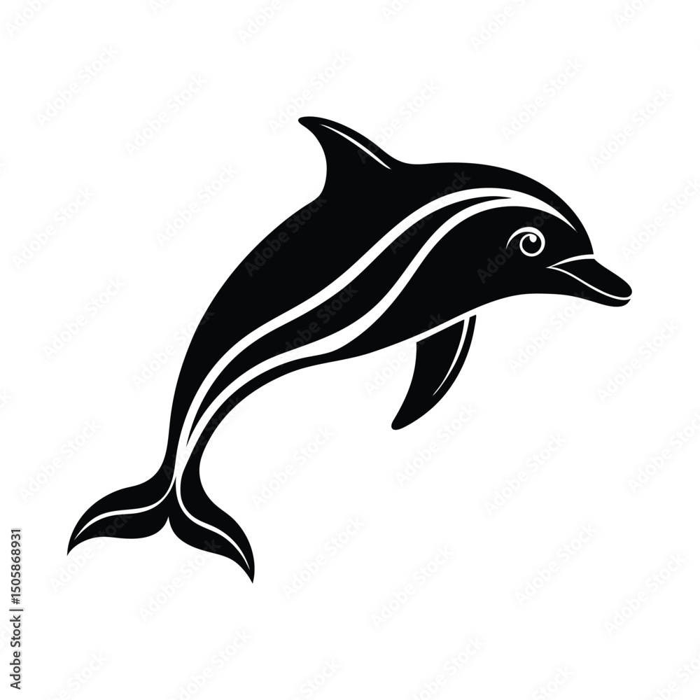 Fototapeta premium Dolphin Playful Bold Vector Silhouette