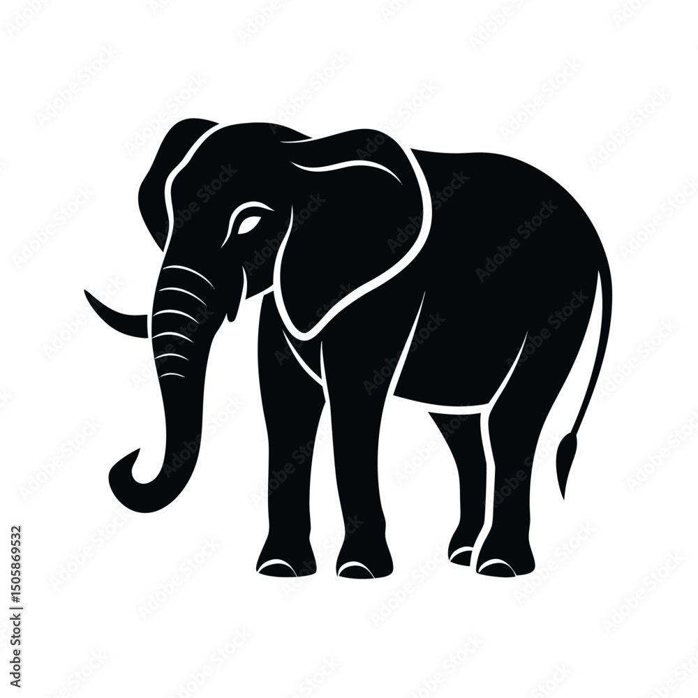 Obraz premium Elephant Majestic Bold Vector Silhouette