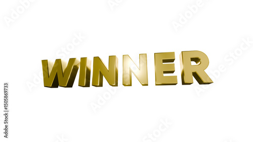 Celebrating winner golden text isolated on white background and transparent background inspirational quote digital art dark environment close-up motivation