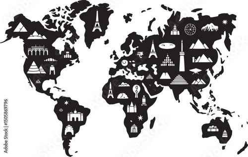 World map silhouette background design transparent global outline for design projects