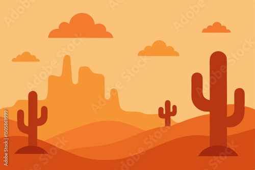 cactus in the desert vector illustration