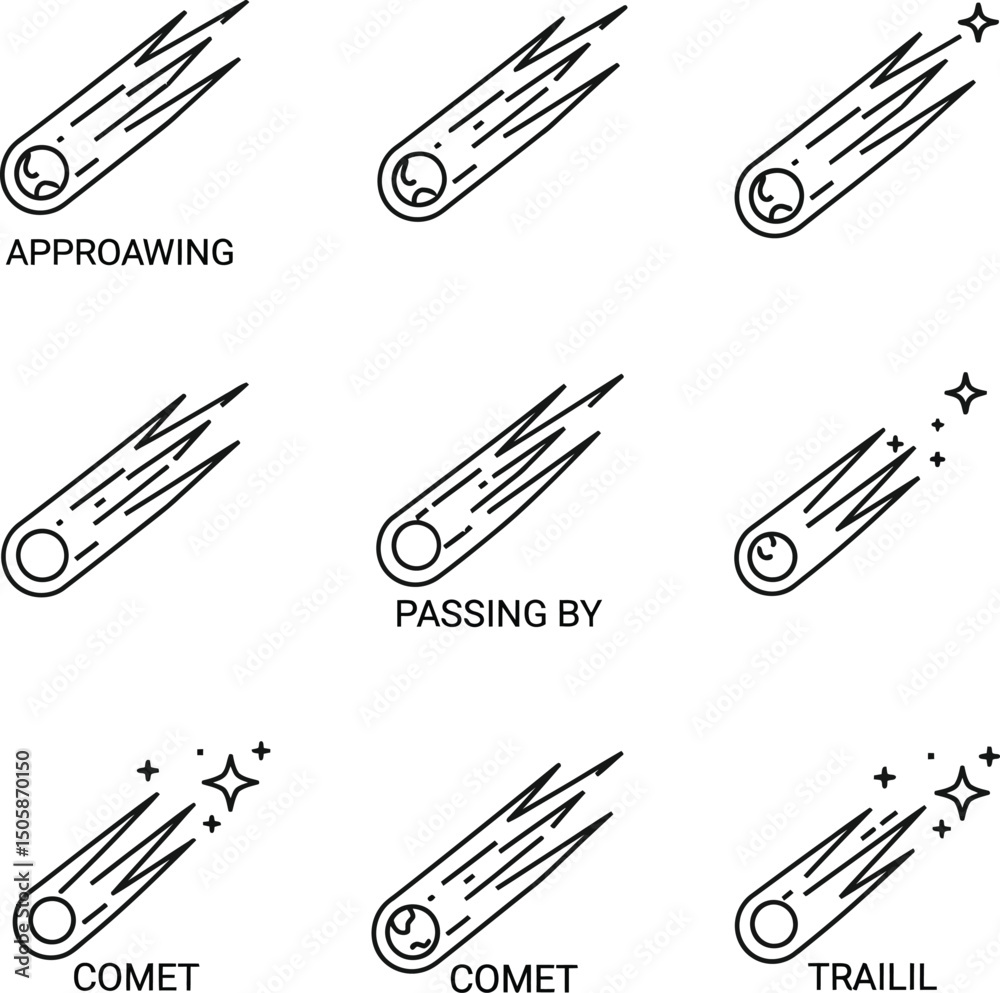 Outlined Comet Doodles Outlined Comet Doodles