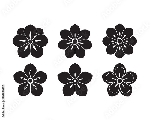 primrose flower line art silhouette vector illustration