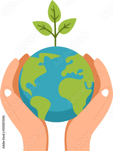 Hands holding Earth, environmental protection concept