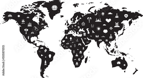 World map silhouette background design for global projects