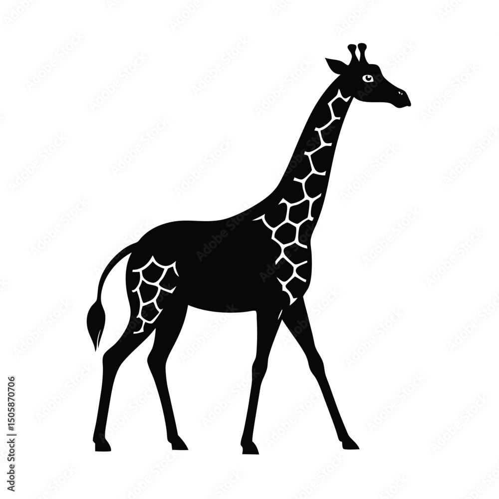 Obraz premium Giraffe Walking Slowly Vector Graphic