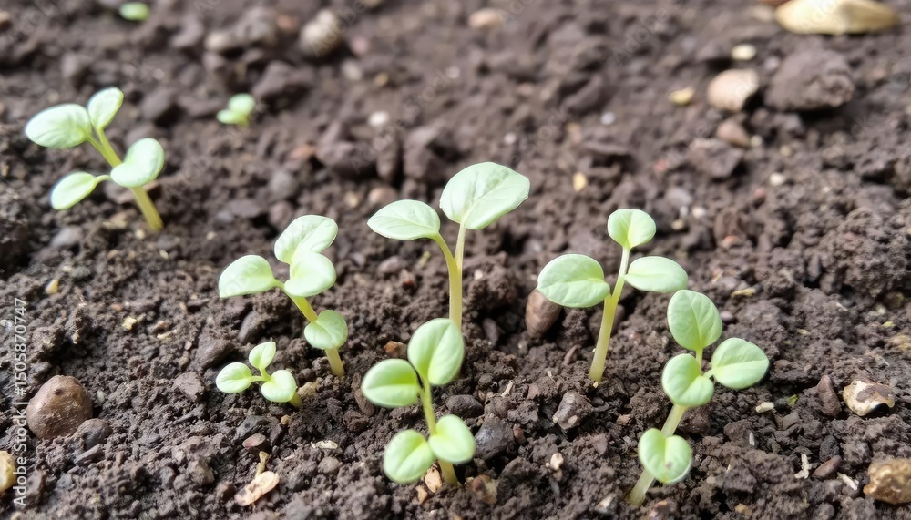 Young Seedlings Emerging from Soil Young Seedlings Emerging from Soil