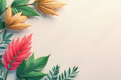 Subtle repeating leaf motif on a light backdrop, elegant, organic