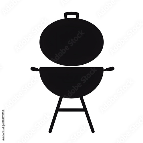 Barbecue Grill Silhouette on White Background
