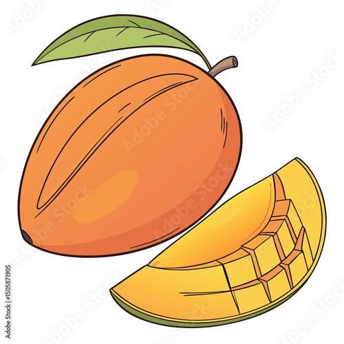 Mango vector art on white background. mango icon vector and mango logo, Adobe Illustrator Artwork