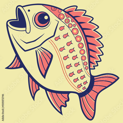 Pop Art Style Sunfish Vector Illustration with Exaggerated Features and Bright Colors