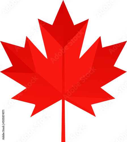 Minimalist Canadian Red Maple Leaf Vector Illustration