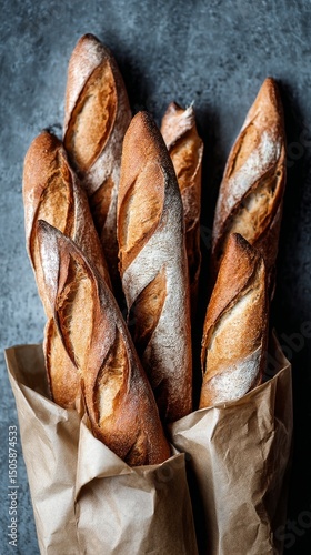 Freshly Baked Baguettes Ready for Serving at a Local Bakery in Early Morning ...