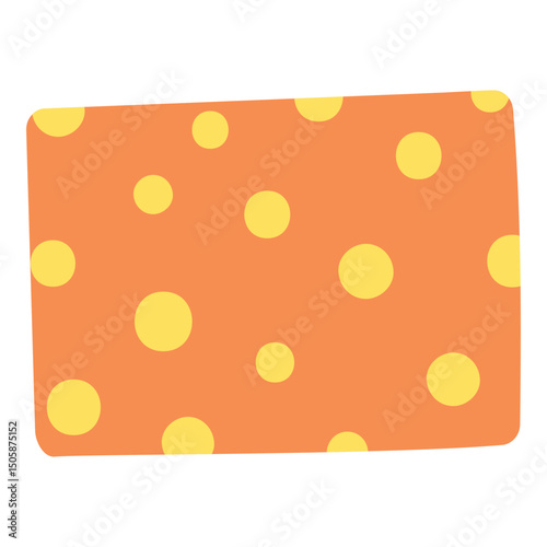 Birthday gift, present in box, wrapping paper with polka dots pattern hand drawn illustration, isolated vector. Flat style design. Birthday celebration, festival, carnival, party clip art, element