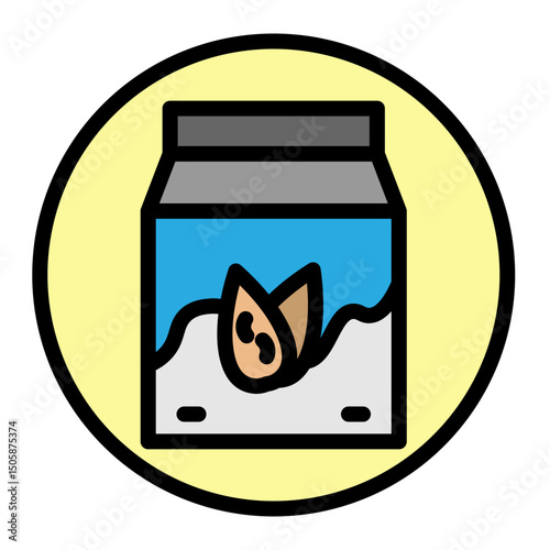 Almond Milk Carton Vector Filled Icon Design