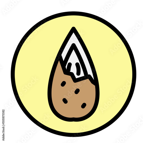 Cracked Almond Shell Vector Filled Icon Design