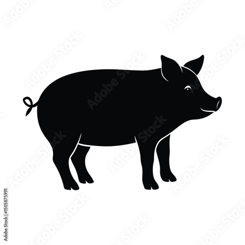 Pig Side Vector Silhouette