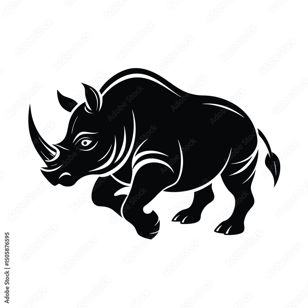 Fototapeta premium Rhino Charging Forward Vector Graphic