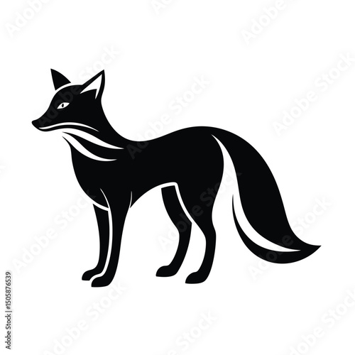 Red Fox Smooth Elegant Vector Silhouette