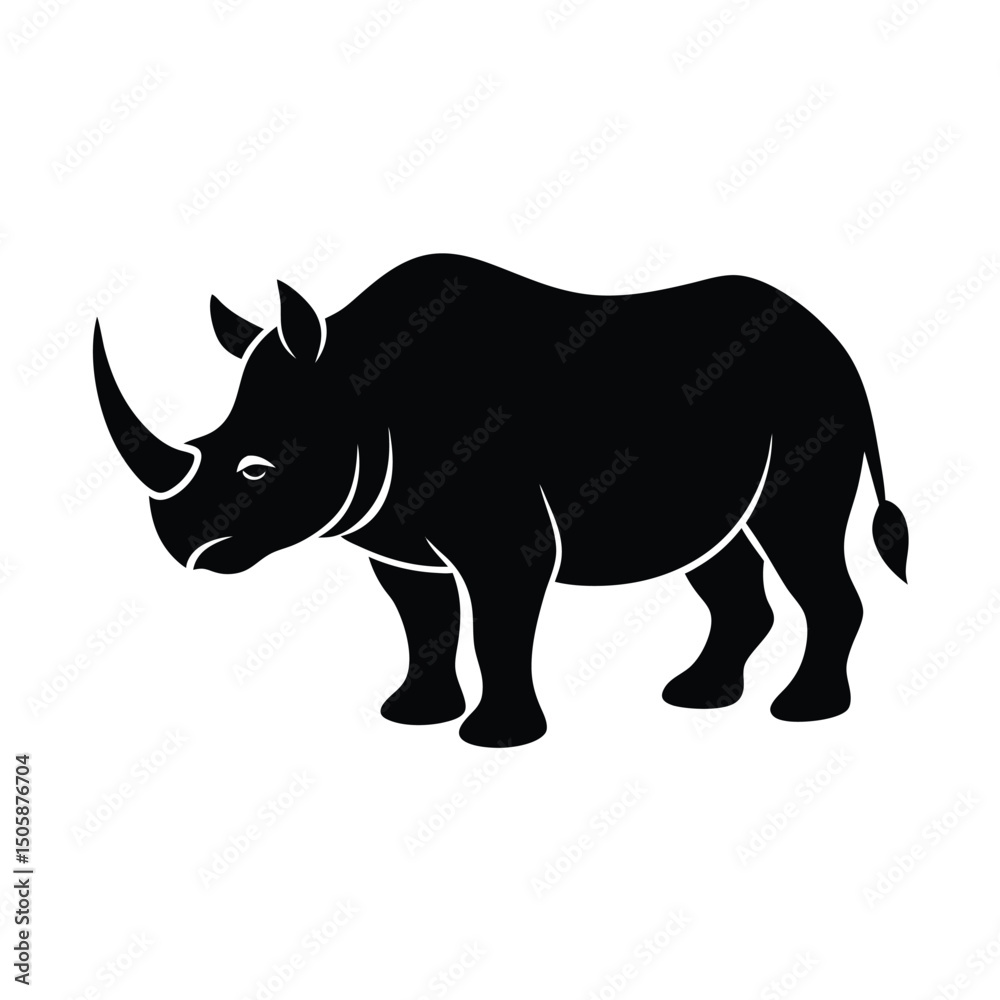 Fototapeta premium Rhino Strong Clean Vector Silhouette