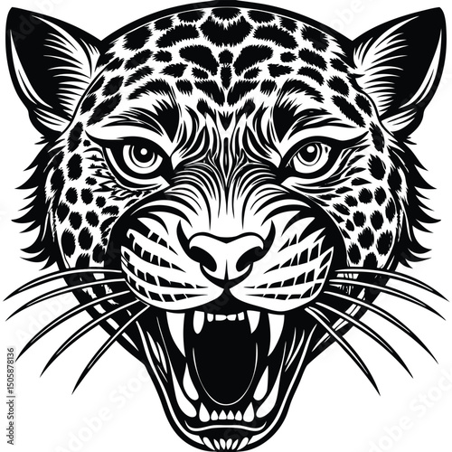 Aggressive Leopard Head