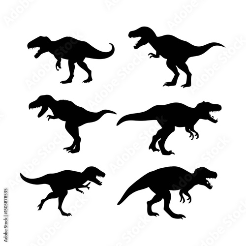 Set of Dinosaur Silhouettes – Prehistoric Vector Bundle with T-Rex, Triceratops, Brachiosaurus & More for Kids’ Crafts, Educational Resources, Wall Art, Stickers, and Jurassic-Themed Designs