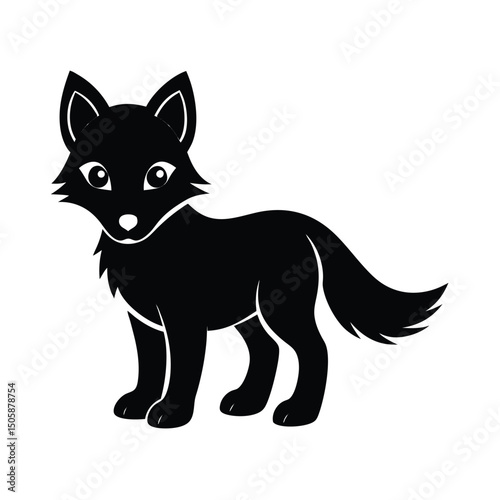 Wolf Pup Cute Vector Silhouette Art