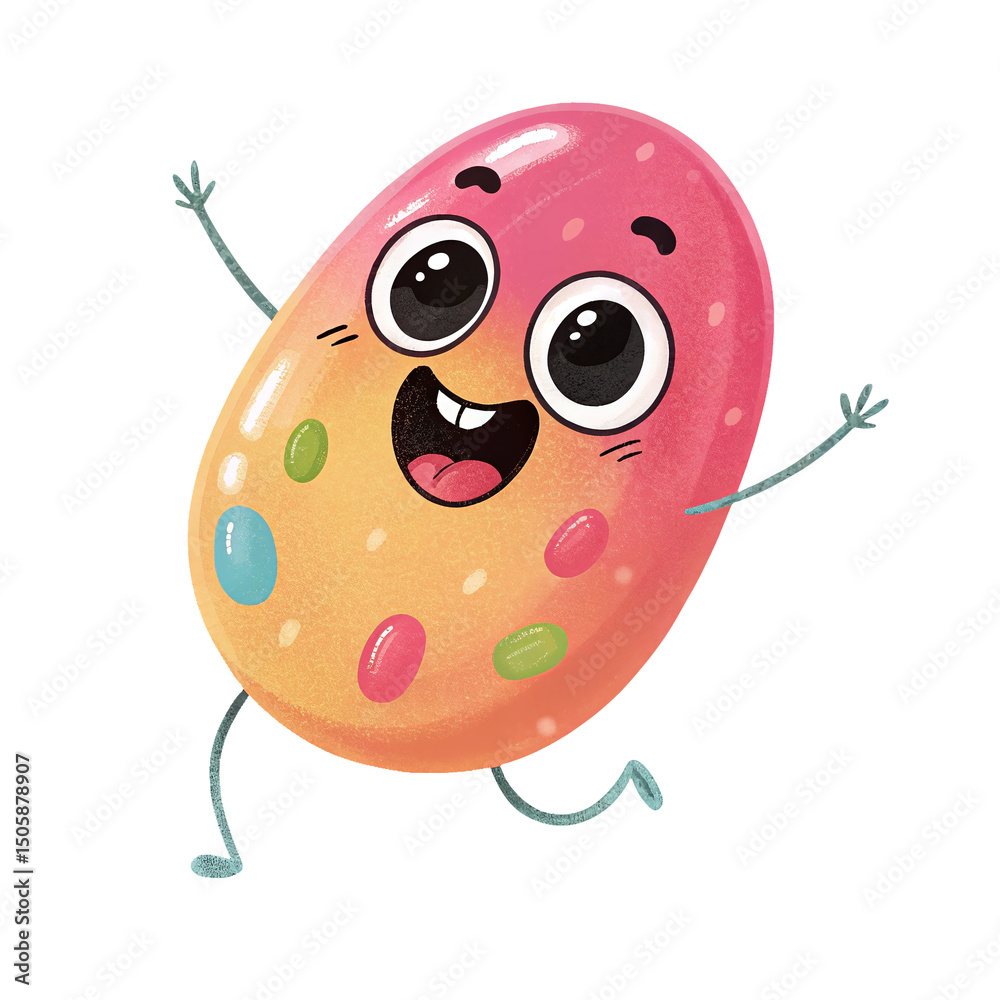 Fototapeta premium Happy Colorful Easter Egg Character with Expressions on Transparent Background