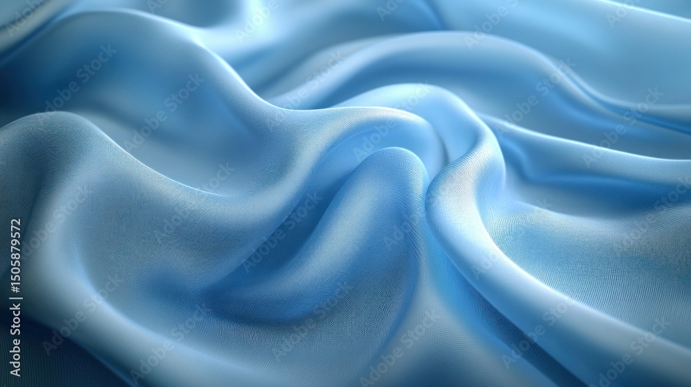 Fototapeta premium Light blue silk fabric folds