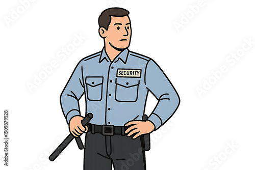 An office security guard performing their duties.