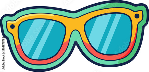 Summer sunglasses vector illustration with flat shadow