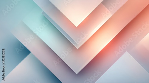 Pastel geometric shapes on light gradient background with subtle shadows, minimal abstract design