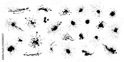Big graffiti spray banner set. Highly detailed spray paint frame. Vector illustration