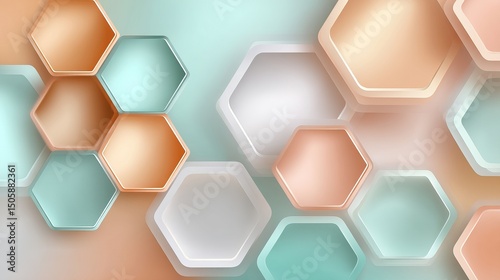 Pastel geometric shapes with soft shadows and highlights on gentle gradient background