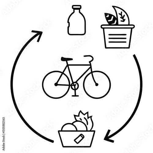 Vector illustration set of bicycle icons for sport, travel, and transportation design