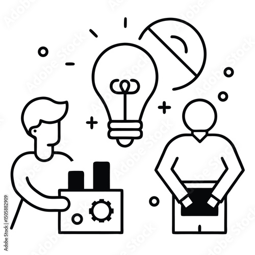 Businessman with a bright idea light bulb concept