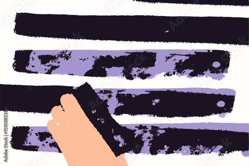 Hand Painting Abstract Stripes, Purple and Black, Art Texture
