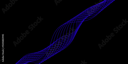 Abstract black background with a glowing abstract waves. Abstract wave element for design. Digital frequency track equalizer, Futuristic background design. Long exposure, Light painting photography.