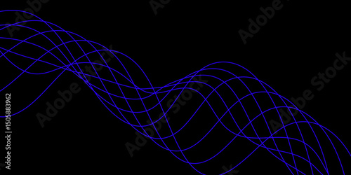 Abstract black background with a glowing abstract waves. Abstract wave element for design. Digital frequency track equalizer, Futuristic background design. Long exposure, Light painting photography.