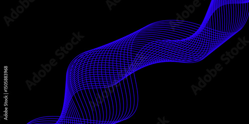 Abstract black background with a glowing abstract waves. Abstract wave element for design. Digital frequency track equalizer, Futuristic background design. Long exposure, Light painting photography.