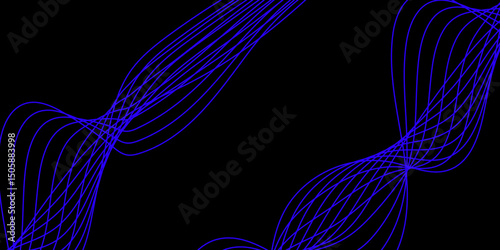 Abstract black background with a glowing abstract waves. Abstract wave element for design. Digital frequency track equalizer, Futuristic background design. Long exposure, Light painting photography.