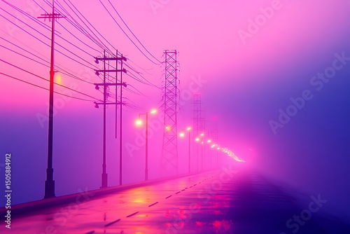 Flat 2D animation of power grid featuring transformers, power lines, cables, and power supply distribution