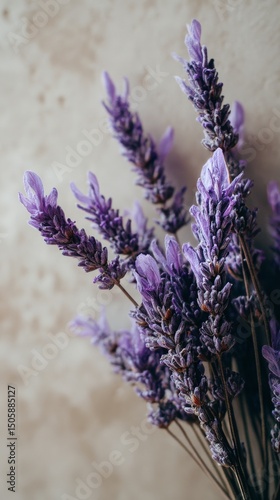 Beautiful Lavender Bouquet With Delicate Purple Flowers Against a Soft Backgr...