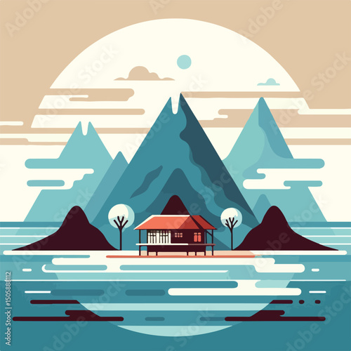 lake in a mountainous area
