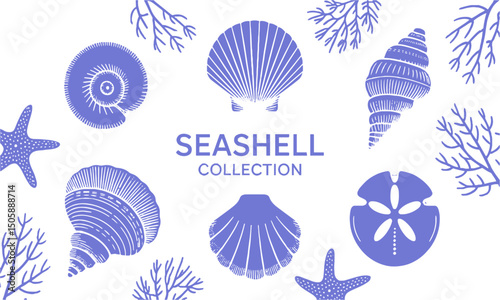 Modern vector illustration set featuring a collection of sea-themed elements, easily editable and scalable.