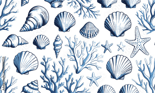 Modern vector illustration set featuring a collection of sea-themed elements, easily editable and scalable.