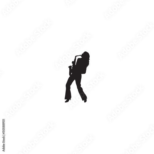 Silhouette of elegant woman playing saxophone music performance vector illustration