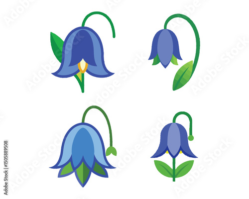 Simple black and white illustration of a withered Bluebell flower.