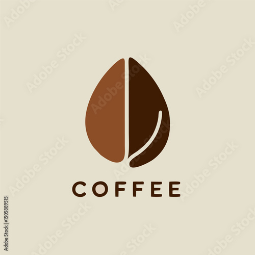 Artistic coffee emblem with warm colors, steam lines, and hand-drawn cup on white background