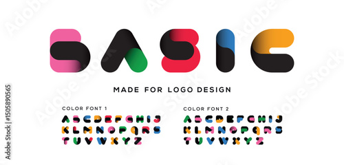 Creative Design vector Font of twisted Ribbon for Title, Header, Lettering, Logo. Funny Entertainment Active Sport Technology areas Typeface. Colorful rounded Letters and Numbers. 